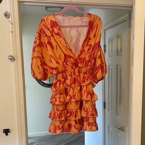 Vibrant Floral Ruffle Dress